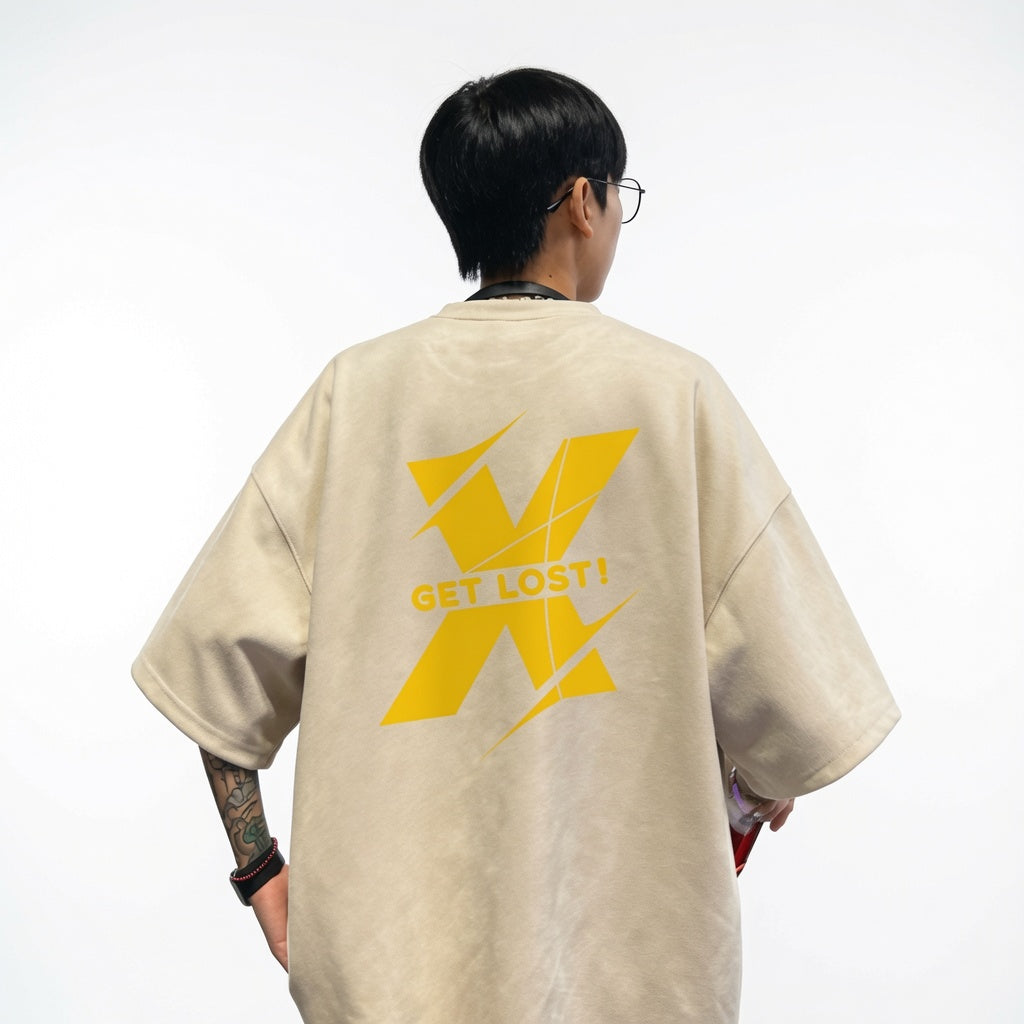 Oversized American Retro Streetwear T-Shirt Navy Blue