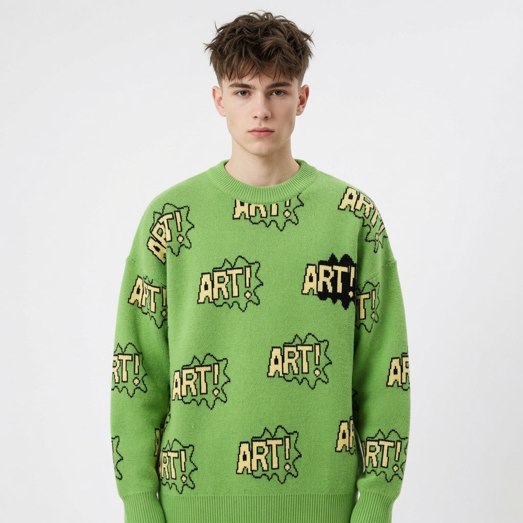 Boys Casual Loose Letter Sweater Sweater
