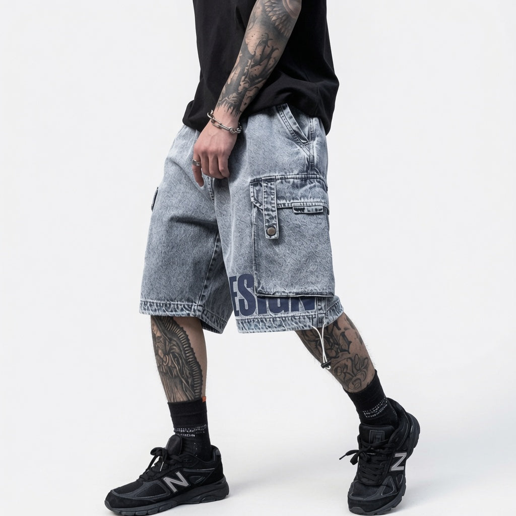 Workwear High Street Sports Five-point Jeans Summer Youth Personality Fashion Shorts