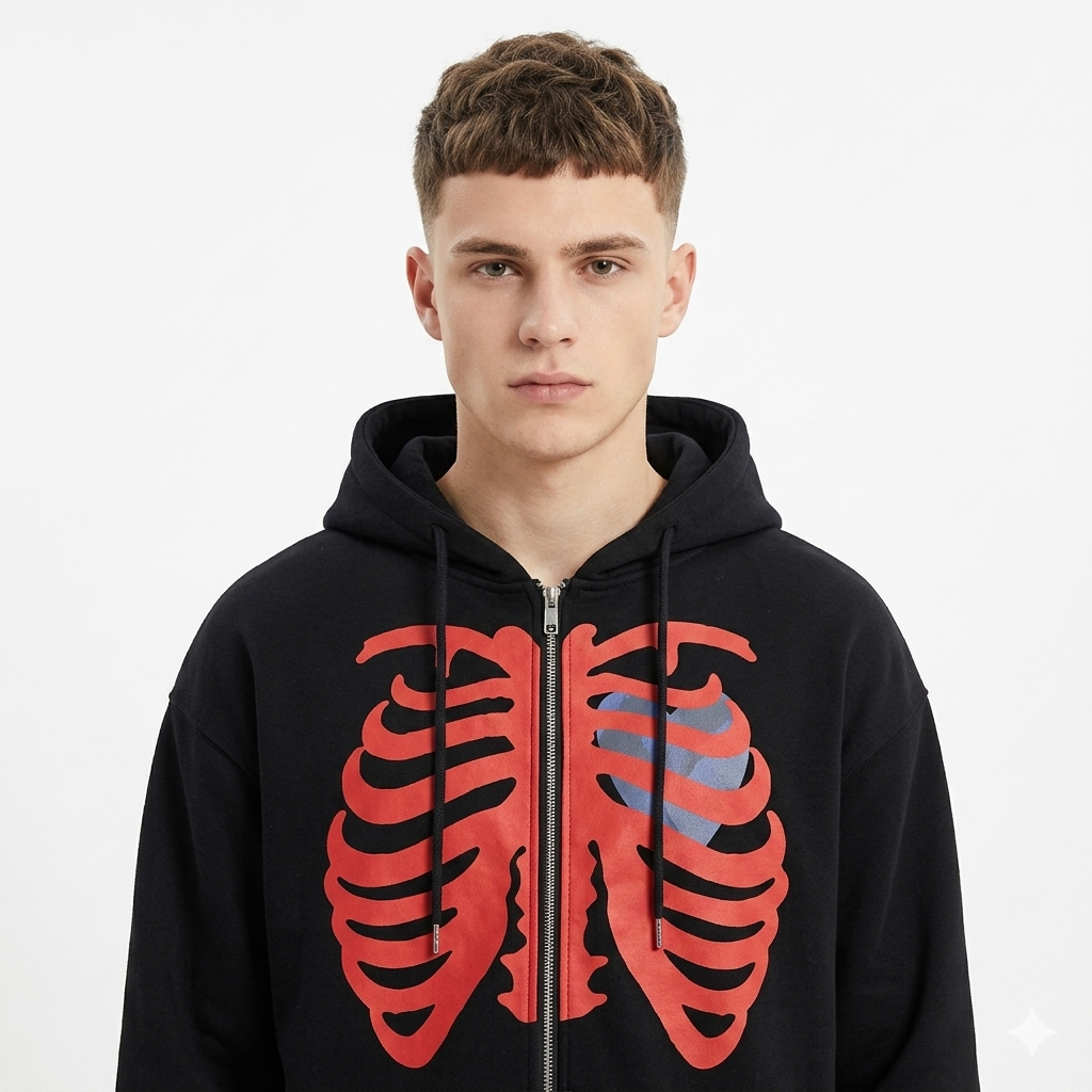 High Street Skeleton Hoodie Skeleton Hoodie Spring And Autumn Fleece