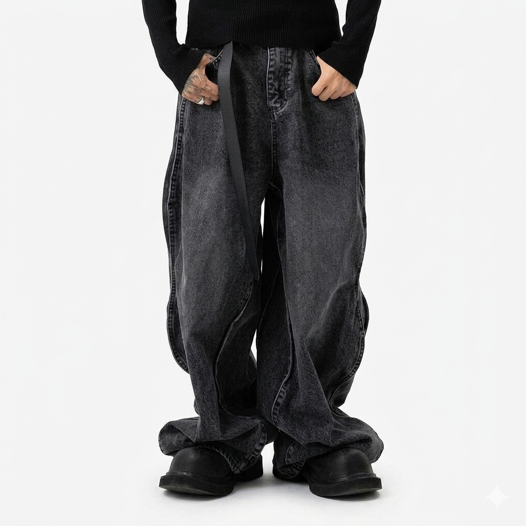 Irregular Stitching Ripped Cool Jeans