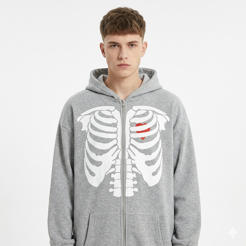 High Street Skeleton Hoodie Skeleton Hoodie Spring And Autumn Fleece