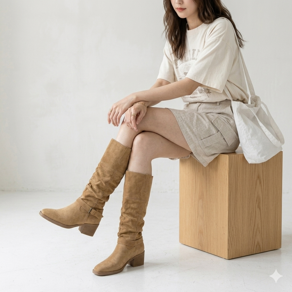 Chunky Heel Wrinkled Stacked Ankle Martin Boots