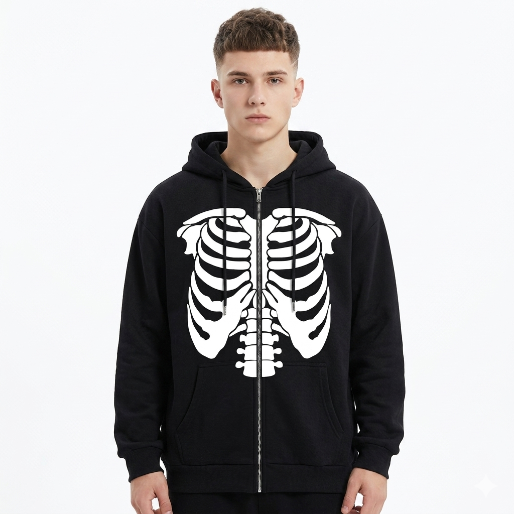 High Street Skeleton Hoodie Skeleton Hoodie Spring And Autumn Fleece