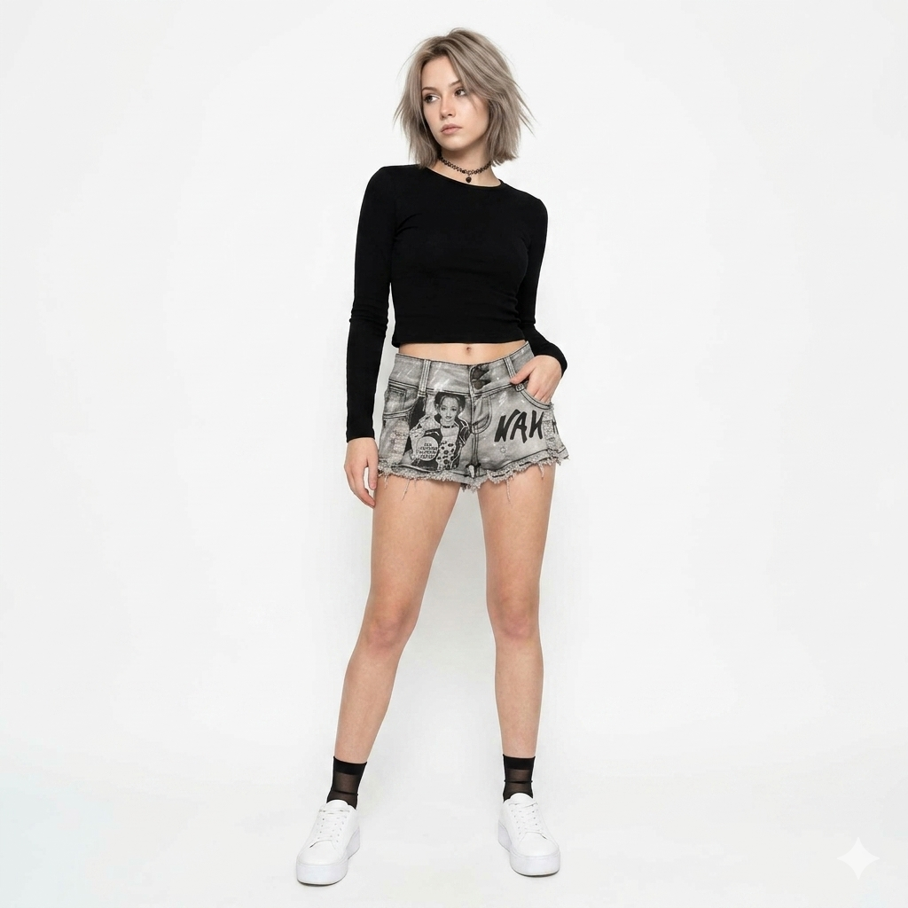 American Hot Girl Retro Low Waist Denim Shorts Women