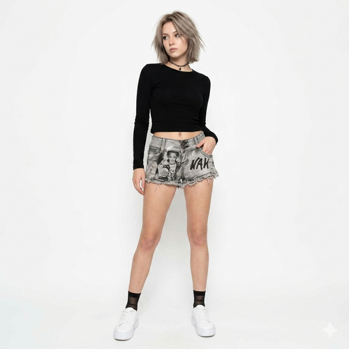 American Hot Girl Retro Low Waist Denim Shorts Women