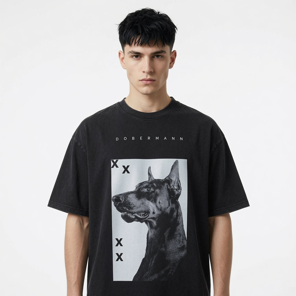 Men Women Streetwear Hip Hop Oversized T Shirt Funny Doberma